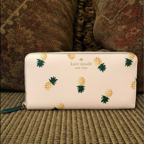 NWT-Kate Spade-Pineapple Marlee Large Zip Wallet & Pineapple Novelty Coin Purse - Picture 2 of 12